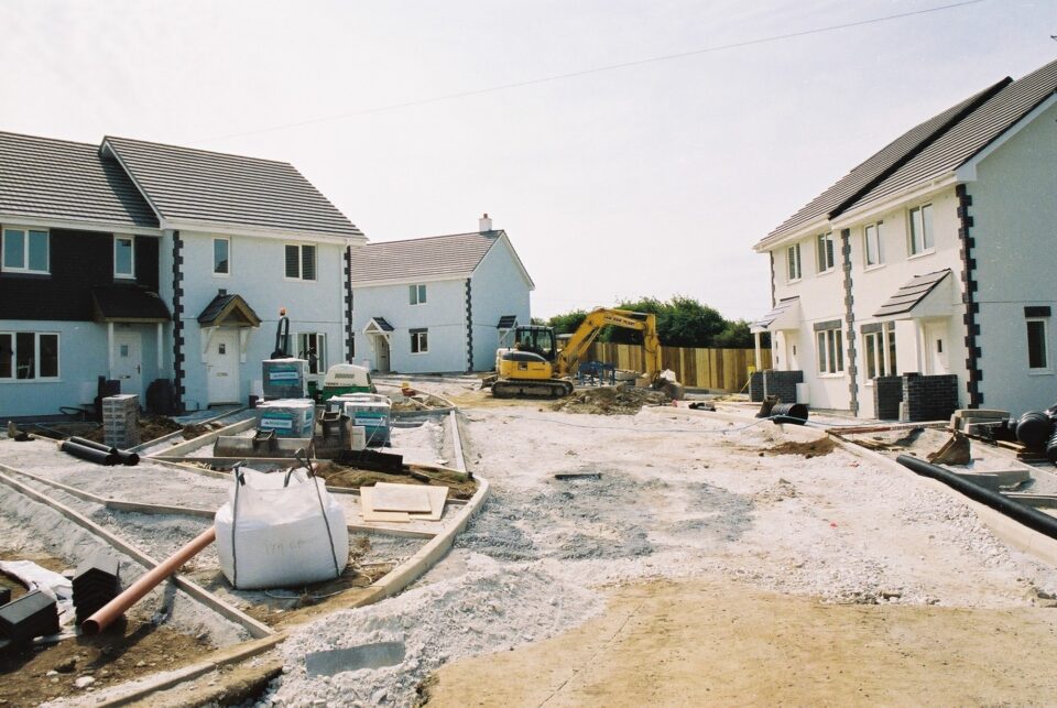 An affordable housing estate under construction in Cornwall.
